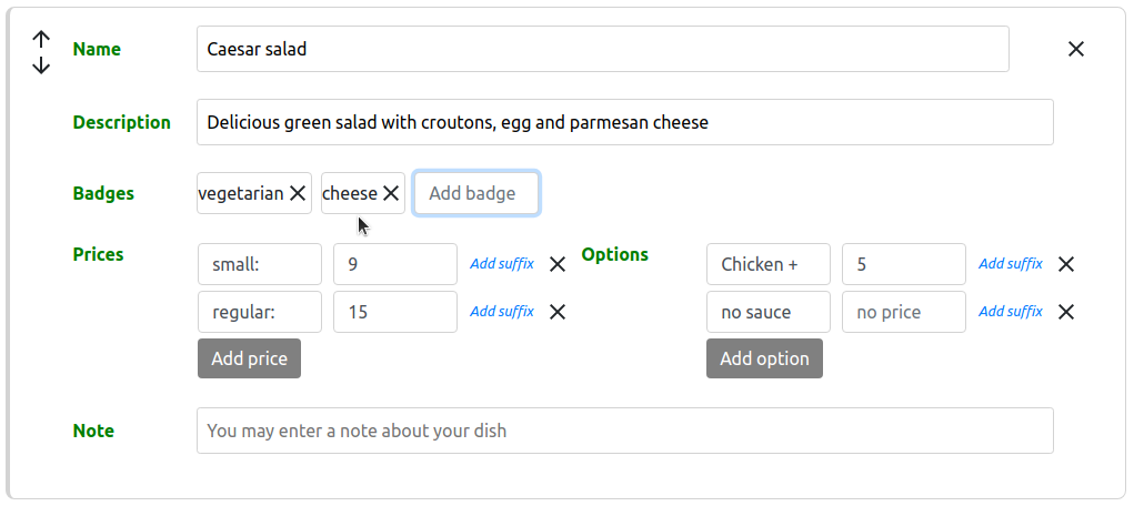 Example of cheese badge on the admin interface